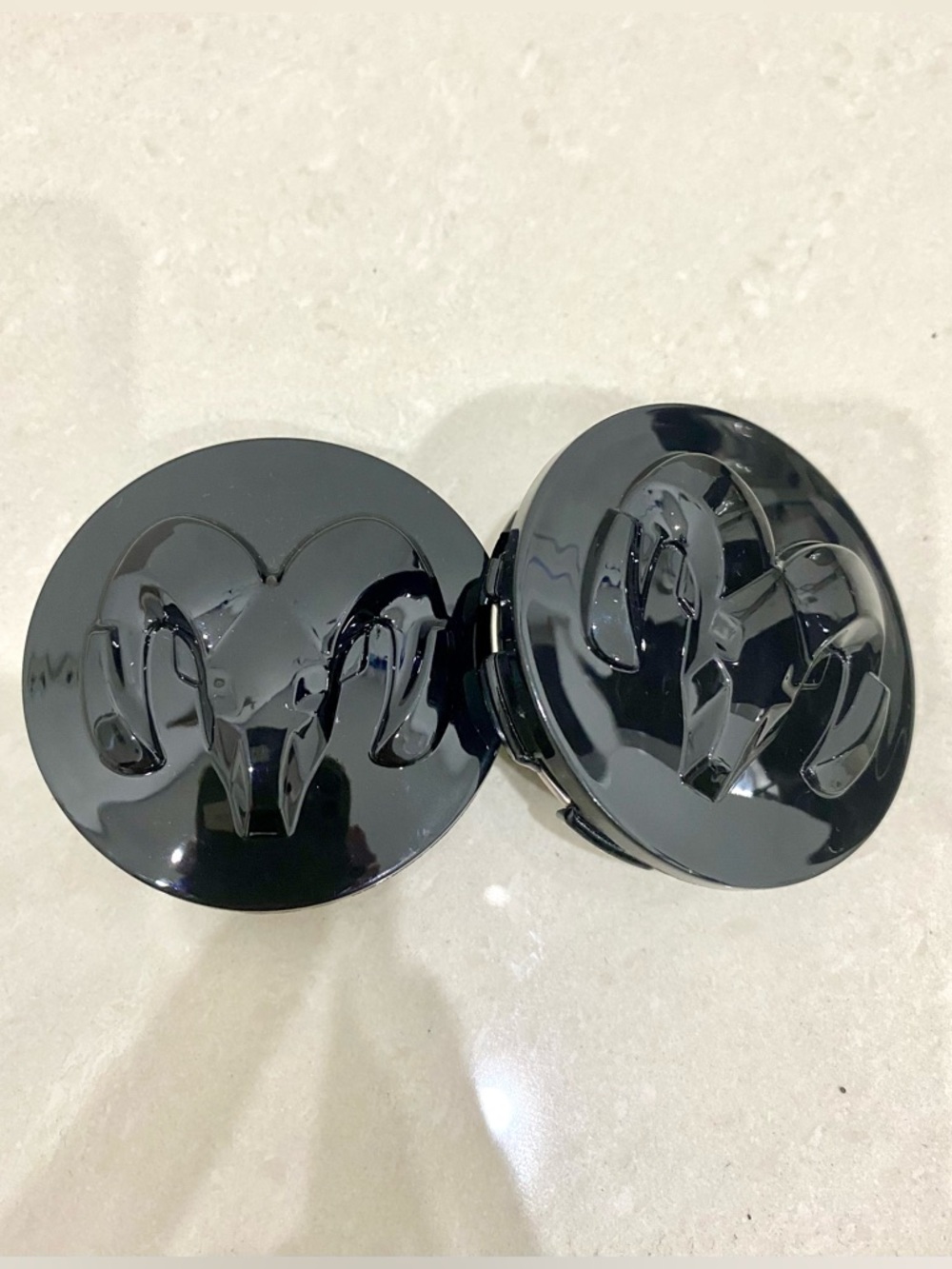 2PCS Glossy Black Ram Wheel Center Caps Hub Covers Snap On Replacement